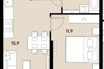 Фото №1: 1-комнатная квартира 38 м², 2/18 эт. - Краснодар, мкр. ЖК Грейд,