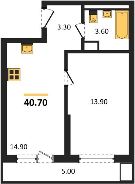 Фото №1: 1-комнатная квартира 40&nbsp;м², 7/18&nbsp;эт. - Краснодар, Прикубанский внутригородской округ, мкр. ЖК Грейд