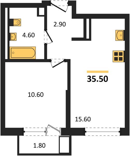 Фото №1: 1-комнатная квартира 35&nbsp;м², 7/18&nbsp;эт. - Краснодар, Прикубанский внутригородской округ, мкр. ЖК Грейд