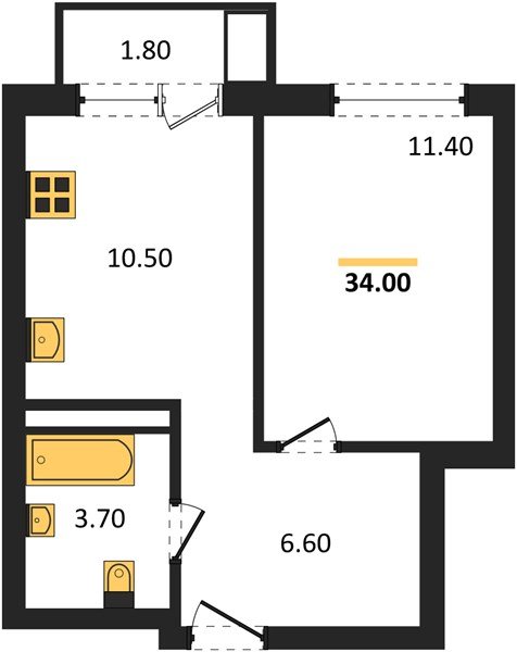 Фото №1: 1-комнатная квартира 34&nbsp;м², 8/18&nbsp;эт. - Краснодар, Прикубанский внутригородской округ, мкр. ЖК Грейд