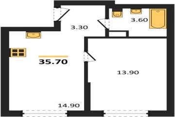 Фото №1: 1-комнатная квартира 35 м², 9/18 эт. - Краснодар, мкр. ЖК Грейд,