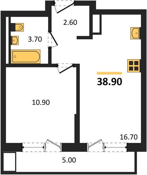 Фото №1: 1-комнатная квартира 38&nbsp;м², 6/18&nbsp;эт. - Краснодар, Прикубанский внутригородской округ, мкр. ЖК Грейд