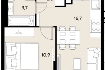 Фото №1: 1-комнатная квартира 38 м², 8/18 эт. - Краснодар, мкр. ЖК Грейд,