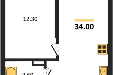Фото №1: 1-комнатная квартира 34 м², 18/18 эт. - Краснодар, мкр. ЖК Грейд,