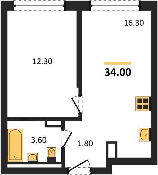 Фото №1: 1-комнатная квартира 34&nbsp;м², 18/18&nbsp;эт. - Краснодар, Прикубанский внутригородской округ, мкр. ЖК Грейд