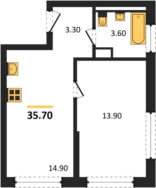 Фото №1: 1-комнатная квартира 35&nbsp;м², 18/18&nbsp;эт. - Краснодар, Прикубанский внутригородской округ, мкр. ЖК Грейд