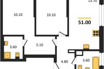 Фото №1: 2-комнатная квартира 51 м², 16/18 эт. - Краснодар, мкр. ЖК Грейд,