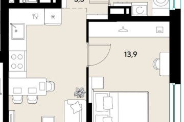 Фото №1: 1-комнатная квартира 35 м², 13/18 эт. - Краснодар, мкр. ЖК Грейд,