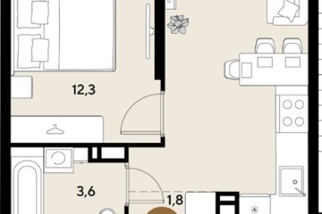 Фото №1: 1-комнатная квартира 34 м², 13/18 эт. - Краснодар, мкр. ЖК Грейд,
