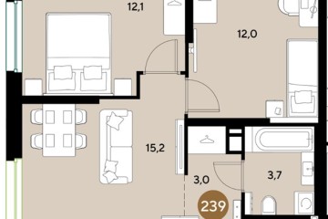 Фото №1: 2-комнатная квартира 46 м², 13/18 эт. - Краснодар, мкр. ЖК Грейд,