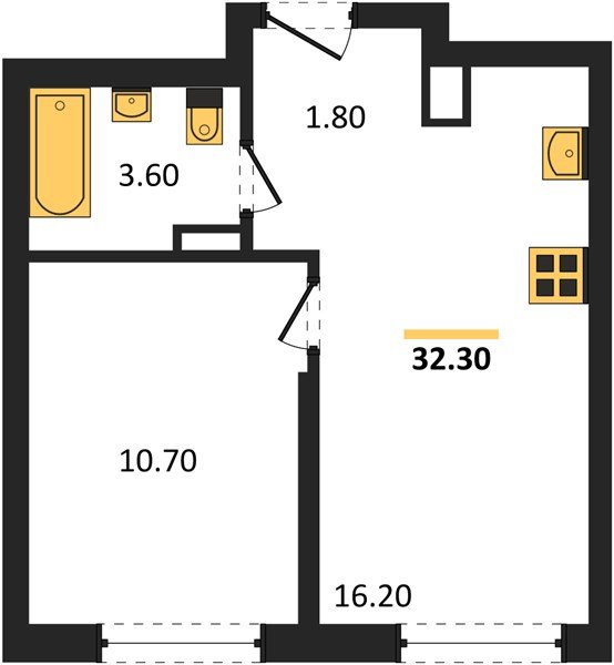 Фото №1: 1-комнатная квартира 32&nbsp;м², 11/18&nbsp;эт. - Краснодар, Прикубанский внутригородской округ, мкр. ЖК Грейд