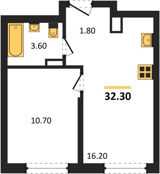 Фото №1: 1-комнатная квартира 32&nbsp;м², 15/18&nbsp;эт. - Краснодар, Прикубанский внутригородской округ, мкр. ЖК Грейд