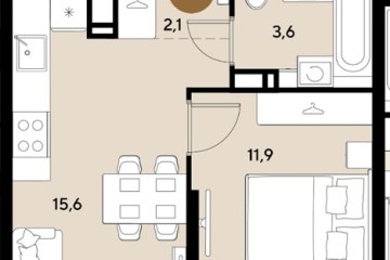 Фото №1: 1-комнатная квартира 33 м², 13/18 эт. - Краснодар, мкр. ЖК Грейд,