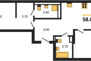 Фото №1: 2-комнатная квартира 58 м², 8/18 эт. - Краснодар, мкр. ЖК Грейд,