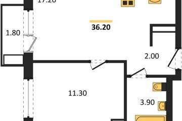 Фото №1: 1-комнатная квартира 36 м², 6/18 эт. - Краснодар, мкр. ЖК Грейд,