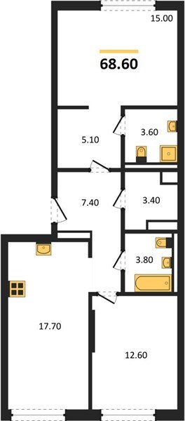 Фото №1: 2-комнатная квартира 68&nbsp;м², 9/18&nbsp;эт. - Краснодар, Прикубанский внутригородской округ, мкр. ЖК Грейд