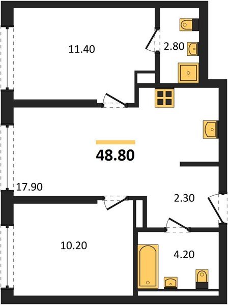 Фото №1: 2-комнатная квартира 48&nbsp;м², 9/18&nbsp;эт. - Краснодар, Прикубанский внутригородской округ, мкр. ЖК Грейд