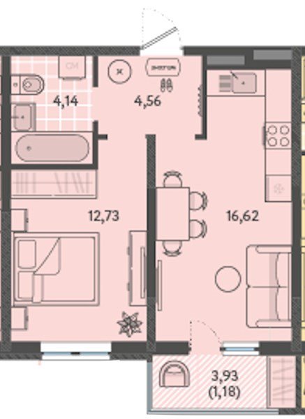 Фото №1: 1-комнатная квартира 39&nbsp;м², 6/18&nbsp;эт. - Краснодар, Прикубанский внутригородской округ, мкр. ЖК Тёплые Края, ул. имени Леона Орбели, 9