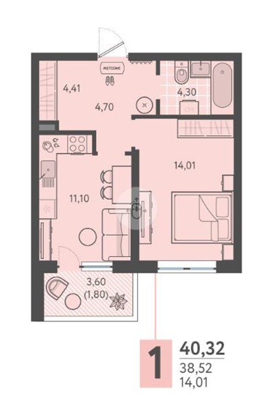Фото №1: 1-комнатная квартира 40&nbsp;м², 1/18&nbsp;эт. - Краснодар, Прикубанский внутригородской округ, мкр. ЖК Тёплые Края, ул. имени Леона Орбели, 9