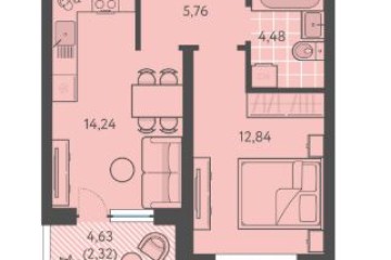 Фото №1: 1-комнатная квартира 43 м², 1/18 эт. - Краснодар, мкр. ЖК Тёплые Края, ул. имени Леона Орбели, 9