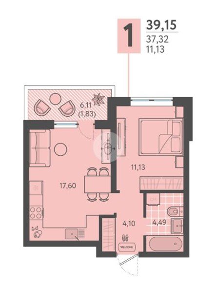 Фото №1: 1-комнатная квартира 39&nbsp;м², 1/18&nbsp;эт. - Краснодар, Прикубанский внутригородской округ, мкр. ЖК Тёплые Края, ул. имени Леона Орбели, 9