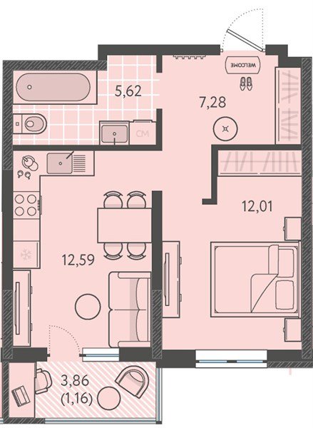Фото №1: 1-комнатная квартира 38&nbsp;м², 10/18&nbsp;эт. - Краснодар, Прикубанский внутригородской округ, мкр. ЖК Тёплые Края, ул. имени Леона Орбели, 9