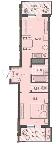 Фото №1: 1-комнатная квартира 41&nbsp;м², 12/18&nbsp;эт. - Краснодар, Прикубанский внутригородской округ, мкр. ЖК Тёплые Края, ул. имени Леона Орбели, 9