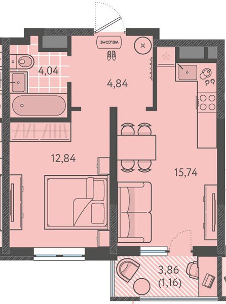 Фото №1: 1-комнатная квартира 38&nbsp;м², 15/18&nbsp;эт. - Краснодар, Прикубанский внутригородской округ, мкр. ЖК Тёплые Края, ул. имени Леона Орбели, 9