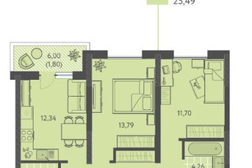Фото №1: 2-комнатная квартира 57 м², 1/18 эт. - Краснодар, мкр. ЖК Тёплые Края, ул. имени Леона Орбели, 9