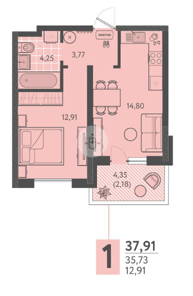 Фото №1: 1-комнатная квартира 37&nbsp;м², 1/18&nbsp;эт. - Краснодар, Прикубанский внутригородской округ, мкр. ЖК Тёплые Края, ул. имени Леона Орбели, 9