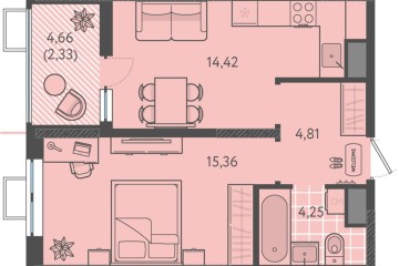 Фото №1: 1-комнатная квартира 41 м², 17/18 эт. - Краснодар, мкр. ЖК Тёплые Края,