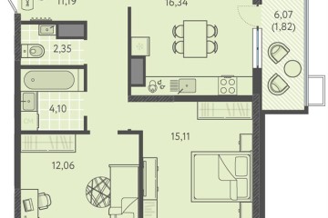 Фото №1: 2-комнатная квартира 62 м², 8/18 эт. - Краснодар, мкр. ЖК Тёплые Края,