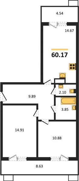 Фото №1: 2-комнатная квартира 60&nbsp;м², 5/18&nbsp;эт. - Краснодар, Прикубанский внутригородской округ, мкр. ЖК Тёплые Края