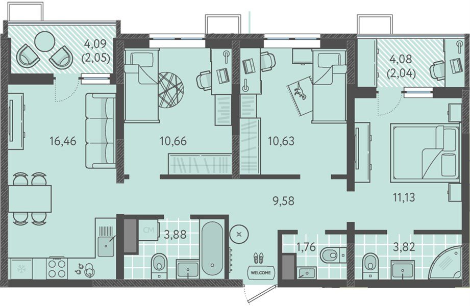Фото №1: 3-комнатная квартира 72&nbsp;м², 7/18&nbsp;эт. - Краснодар, Прикубанский внутригородской округ, мкр. ЖК Тёплые Края