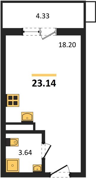 Фото №1: Студия 23&nbsp;м², 7/18&nbsp;эт. - Краснодар, Прикубанский внутригородской округ, мкр. ЖК Тёплые Края