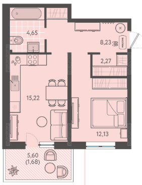 Фото №1: 1-комнатная квартира 44&nbsp;м², 1/18&nbsp;эт. - Краснодар, Прикубанский внутригородской округ, мкр. ЖК Тёплые Края