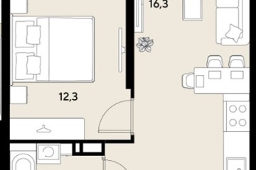 Фото №1: 1-комнатная квартира 35 м², 6/18 эт. - Краснодар, мкр. ЖК Грейд,