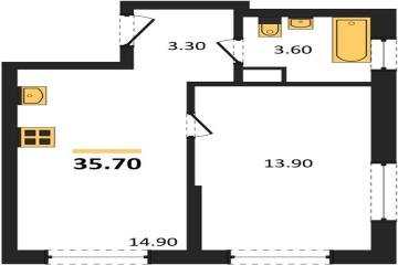 Фото №1: 1-комнатная квартира 35 м², 13/18 эт. - Краснодар, мкр. ЖК Грейд,