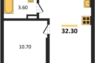 Фото №1: 1-комнатная квартира 32 м², 15/18 эт. - Краснодар, мкр. ЖК Грейд,
