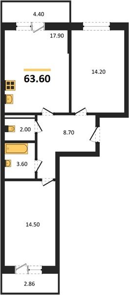 Фото №1: 2-комнатная квартира 63&nbsp;м², 3/3&nbsp;эт. - Берёзовый, Прикубанский внутригородской округ, Прогресс, жилой комплекс Прогресс, мкр. жилой комплекс Нова Вита, ул. имени А.Н. Лодыгина, 6лит8
