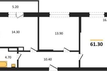 Фото №1: 2-комнатная квартира 61 м², 2/3 эт. - Берёзовый, мкр. жилой комплекс Нова Вита, ул. имени А.Н. Лодыгина, 6лит8