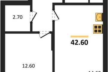 Фото №1: 1-комнатная квартира 42 м², 1/3 эт. - Берёзовый, мкр. жилой комплекс Нова Вита, ул. имени А.Н. Лодыгина, 6лит8