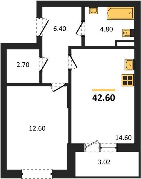Фото №1: 1-комнатная квартира 42&nbsp;м², 1/3&nbsp;эт. - Берёзовый, Прикубанский внутригородской округ, Прогресс, жилой комплекс Прогресс, мкр. жилой комплекс Нова Вита, ул. имени А.Н. Лодыгина, 6лит8