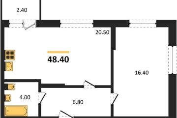 Фото №1: 1-комнатная квартира 48 м², 1/3 эт. - Берёзовый, мкр. жилой комплекс Нова Вита, ул. имени А.Н. Лодыгина, 6лит8