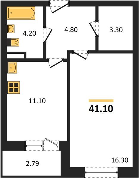 Фото №1: 1-комнатная квартира 41&nbsp;м², 1/3&nbsp;эт. - Берёзовый, Прикубанский внутригородской округ, Прогресс, жилой комплекс Прогресс, мкр. жилой комплекс Нова Вита, ул. имени А.Н. Лодыгина, 6лит8