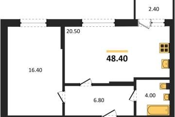 Фото №1: 1-комнатная квартира 48 м², 1/3 эт. - Берёзовый, мкр. жилой комплекс Нова Вита, ул. имени А.Н. Лодыгина, 6лит8