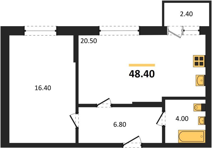 Фото №1: 1-комнатная квартира 48&nbsp;м², 1/3&nbsp;эт. - Берёзовый, Прикубанский внутригородской округ, Прогресс, жилой комплекс Прогресс, мкр. жилой комплекс Нова Вита, ул. имени А.Н. Лодыгина, 6лит8