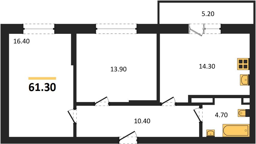 Фото №1: 2-комнатная квартира 61&nbsp;м², 2/3&nbsp;эт. - Берёзовый, Прикубанский внутригородской округ, Прогресс, жилой комплекс Прогресс, мкр. жилой комплекс Нова Вита, ул. имени А.Н. Лодыгина, 6лит8