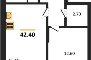 Фото №1: 1-комнатная квартира 42 м², 2/3 эт. - Берёзовый, мкр. жилой комплекс Нова Вита, ул. имени А.Н. Лодыгина, 6лит8