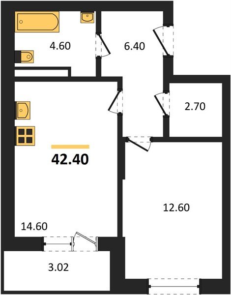 Фото №1: 1-комнатная квартира 42&nbsp;м², 2/3&nbsp;эт. - Берёзовый, Прикубанский внутригородской округ, Прогресс, жилой комплекс Прогресс, мкр. жилой комплекс Нова Вита, ул. имени А.Н. Лодыгина, 6лит8